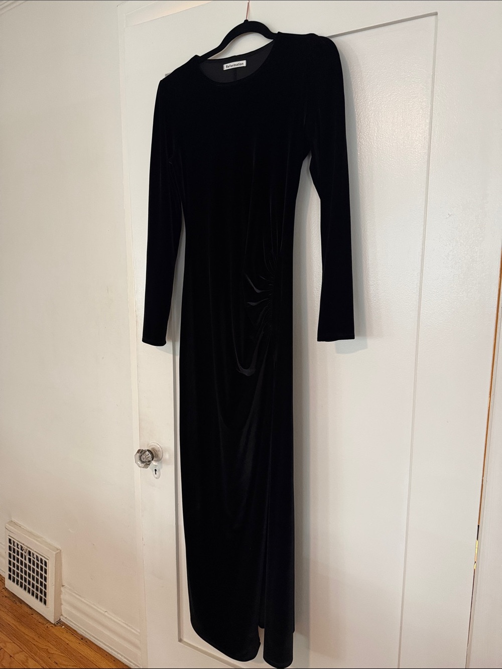 Reformation Black Velvet Maxi Dress